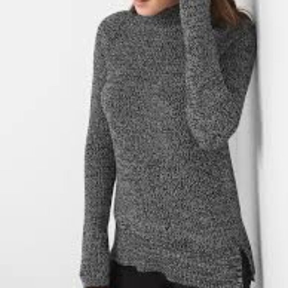 GAP Women Black and White 100% Cotton Textured Mockneck Sweater, XL - Picture 1 of 8